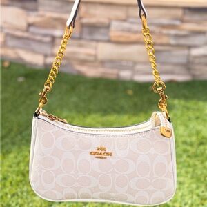Coach Cream and Gold Shoulder Bag